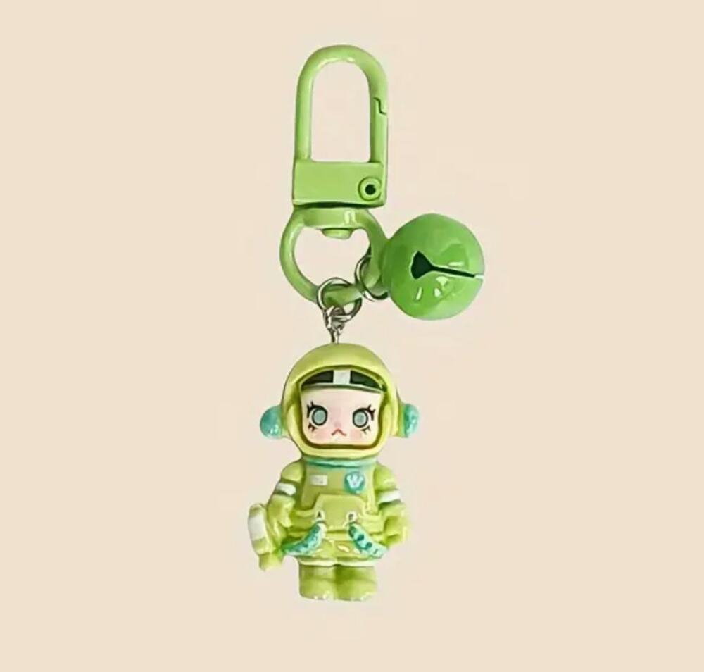 Skull Panda Phone Charm Keychain - Green